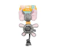 Fringe Studio Plush Dog Toy with Rope, Squeaky Rope Dog Toy, “Emma Elephant,” Petshop Collection (314394)