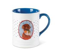 Fringe Studio "Retriever Ridged Ceramic Georgia Mug (3.375" Diameter x 4.25") 12 fl.oz., Exclusive Artwork by Madison Safer, PetShop Collection (481529)