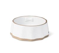 Fringe Studio "Speckled Bone Medium Sculpted Ceramic Pet Bowl W/Exposed Clay (7" Diameter x 2.5" H, 26 fl.oz.), PetShop Collection (779MD001)