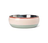 Fringe Studio "Speckled Stripe Multi Medium Ceramic Pet Bowl W/Stainless Steel Bowl Insert (6.5" Diameter x 2.5" H, 26 fl.oz.), PetShop Collection (793MD001)