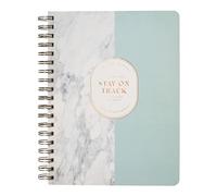 Fringe Studio Spiral Notebook Journal, Stay On Track Marble Mint, Paperback Cover, Front Storage Pocket, Narrow Ruled, 7.8" W X 9.75" H, 192 Pages (977570)