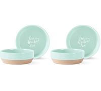 Fringe Studio Stoneware Pet Bowl, Medium, Live Bark Love (479005) Light Blue (Pack of 2)