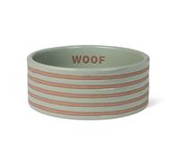 Fringe Studio Stripe SAGE Medium Striped Wax Resist Ceramic Pet Bowl (6.5" Diameter x 2.5" H, 26 fl.oz.), PetShop Collection (758MD001)