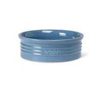 Fringe Studio "WOOF French Blue Small Sculpted Ceramic Pet Bowl (5" Diameter x 1.75" H, 12 fl.oz.), PetShop Collection (460012)