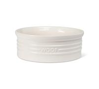 Fringe Studio "WOOF Ivory Medium Sculpted Ceramic Pet Bowl (6.5" Diameter x 2.5" H, 32 fl.oz), PetShop Collection (461011)