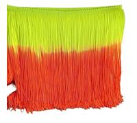 Fringe Tassel Trim 2Meter/Lot 20CM Long Encrypted Two-Color Nylon Lace Trim Tassel Fringe DIY Latin Dress Stage Clothes Curtain Custom Accessories(Yellow Orange)