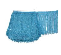 Fringe Tassel Trim,Fringe Trim 1Yard 20CM Long Polyester Sequins Tassel Fringe Lace Trim Ribbon Sew Latin Dress Stage Garment Curtain Accessories(Lake Blue)