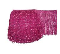 Fringe Tassel Trim,Fringe Trim 1Yard 20CM Long Polyester Sequins Tassel Fringe Lace Trim Ribbon Sew Latin Dress Stage Garment Curtain Accessories(Rose)