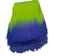 Fringe Tassel Trim,Fringe Trim 2Meter/Lot 20CM Long Encrypted Two-Color Nylon Lace Trim Tassel Fringe DIY Latin Dress Stage Clothes Curtain Custom Accessories(Green Blue)