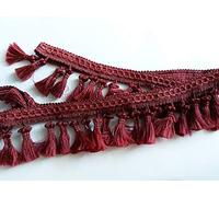 Fringe Tassel Trim Garland Bobble Ribbon Lace Tape with Tassels for Curtains Lampshade Cushion Craft - Sold by the Metre - Burgundy Red