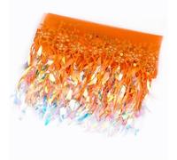 Fringe Trim 1/2/4Yards Sequins Tassels Fringe Mesh Lace Trim Perform Dress Clothes Ribbon Decor Sewing Fabric DIY Crafts Accessories(Orange,4Yards)