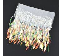 Fringe Trim 1/2/4Yards Sequins Tassels Fringe Mesh Lace Trim Perform Dress Clothes Ribbon Decor Sewing Fabric DIY Crafts Accessories(White,2Yards)