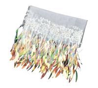 Fringe Trim 1-5Yards 15cm Meetee Sewing Fringe Tassels Decorative Trimmings Mesh Fringes for Clothes Dance Tassel Lace Ribbon Accessories(White,2Yards)