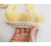 Fringe Trim,5CM Wide Beautiful 3D Pleated Beaded Fringe Lace Edge Trim Ribbon Wedding Dress Collar Neckline Decor DIY Sewing Fabric,1 Yard(Yellow)