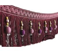 Fringe Trim, Beads Hanging Ball Tassel,Fringe Trimming, Braided Beads Tassel Fringe Hanging Ball Trim for Curtain Table Tassel Edge Sewing Trimming(Purple,1 Meters)