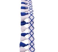Fringe Trim Black White/Blue White Sewing Lace Tassel 1Meter, Long Term Use, Silky Soft Cotton Fringes for DIY Craft Apparel(Blue White)