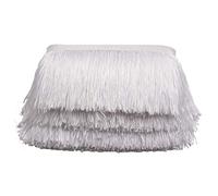Fringe Trim Lace Polyerter Fibre Tassel 4 inch（″） Wide 10 Yards Long for Clothes Accessories and Latin Wedding Dress and DIY Lamp Shade Decoration Black White Red Gold Blue Pink Grey (White, 4 inch)