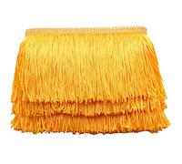 Fringe Trim Lace Polyerter Fibre Tassel 4 inch（″） Wide 10 Yards Long for Clothes Accessories and Latin Wedding Dress and DIY Lamp Shade Decoration BlackWhiteRedGoldBluePinkGrey(Golden Yellow, 4 inch)