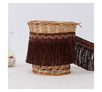 Fringe Trim,Tassel Trim 12 Meters 8cm Tassels Trim Braid Lace Tassel Polyester Silk Fringe Ribbon Latin Dance Skirt Curtain Fringes for Sewing(Dark Coffee)