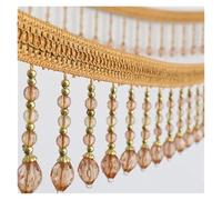 Fringe Trim with Beads 12yards Briaded Hanging Beads Tassel Fringe Trimming Applique Fabric Ribbon Tape Band Curtain(Brown)