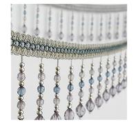 Fringe Trim with Beads 12yards Briaded Hanging Beads Tassel Fringe Trimming Applique Fabric Ribbon Tape Band Curtain(Grey)