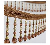 Fringe Trim with Beads 12yards Briaded Hanging Beads Tassel Fringe Trimming Applique Fabric Ribbon Tape Band Curtain(Coffee)