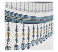 Fringe Trim with Beads 12yards Briaded Hanging Beads Tassel Fringe Trimming Applique Fabric Ribbon Tape Band Curtain(Blue)