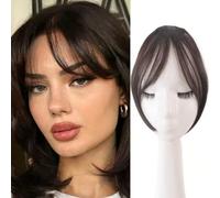 Fringe with Temples Hairpieces - Eight Character Invisible Forehead Oblique Bangs Heat Resistant Fiber for Women Daily Wear Natural Look 20cm(6A)