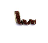 Fringed Edge Checked Ribbon - 1.2" Wide x 11 Yards Long - Wired Plaid Craft Ribbon for Christmas Decorations, Gift Wrapping, Holiday Wreaths, Bows, DIY Projects & Seasonal Crafts (V4)