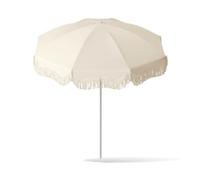 Fringed Patio Umbrella , Late Spring Apricot , Casual Tassel Beach Umbrella | Compact Folded Size, Simple Open Mechanism, Fringe Umbrella with Tassels, for Garden