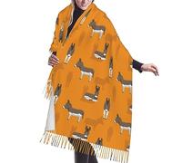 Fringed Scarf Funny Cartoon Donkey Pattern Soft Blanket Scarf Long Warm Shawl Wraps Cashmere Fringe Scarfs 196x68 cm