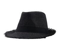 Fringed Straw Fedora Hat for Women Men Short Brim Roll Up Trilby Hats UPF 50+ Summer Beach Straw Retro Jazz Sun Hat Sun Hats for Women UK