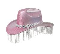 Fringes Cowboy Hats For Disco Party Female Shimmering Cowboy Hats Western Party Hat Male Windproof Hat For Woman Western Felts Male Felts Woman With String