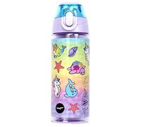 Fringoo - 600ml Kids Water Bottle with Straw & Fliptop Lock - 100% Leakproof - BPA Free 600ml Kids Water Bottle for School - Narwhal & Seahorse