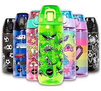 Fringoo - 600ml Kids Water Bottle with Straw & Fliptop Lock - 100% Leakproof - BPA Free 600ml Kids Water Bottle for School - Dinosaur Lunch