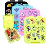 Fringoo - Bento Box - Lunch Box - Leak-Proof, 650ml Capacity, 4 Compartments, BPA-Free, BPA-Free, Green Ninja Dinsosaur Design