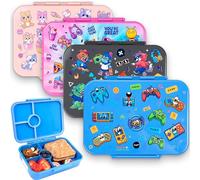 Fringoo - Bento Box - Lunch Box - Leak-Proof, 800ml capactiy, 5 Compartments, Adjustable Divider, BPA-Free, Blue Gaming Faces Design