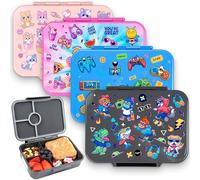 Fringoo - Bento Box - Lunch Box - Leak-Proof, 800ml capactiy, 5 Compartments, Adjustable Divider, BPA-Free, Cool Dude Grey Design