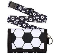 Fringoo - Boys Wallet | Fun Boys Coin Purse Card Wallet for Boys with Handy Strap | Kids Wallet with Zip Pocket - Football Black