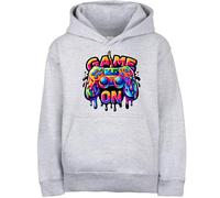 Fringoo Gamer Hoodie for Boys Cotton Rich Soft Hooded Sweatshirt for Boys Gaming Pullover Jumper with Kangaroo Pocket Age 5-13 (UK, Age, 7 Years, 8 Years, Regular, GREY - Game On)