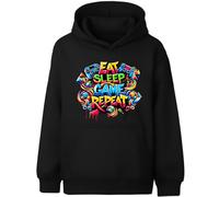 Fringoo Gamer Hoodie Grey for Boys Cotton Rich Soft Hooded Sweatshirt for Boys Gaming Pullover Jumper with Kangaroo Pocket Age 5-13