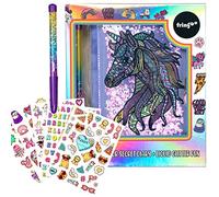 Fringoo Glitter Secret Diary with Padlock for Girls - Notebook Set with Pen and Stickers A5 Journal with Heart Padlock, Gift for Girls - Unicorn Mandala