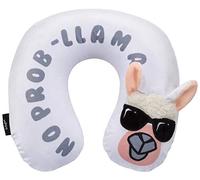 Fringoo Inflatable Travel Pillow for Women Men Kids Soft Velour Neck Support Aeroplane Cushion Compact Unicorn Sloth Lama Rainbow (No Prob-Llama)