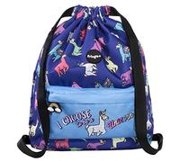 Fringoo - Kids Drawstring Backpack - Front Zipped Pocket - Large Capacity Drawstring Backpack - PE Bag - School - Gym - Swim - Lamacorn Design
