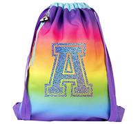 Fringoo - Kids Personalised Drawstring Bag | Perfect School, PE Kit, Swimming or Sports Kit Bag | Includes 1.5cm Straps - Rainbow Glitter