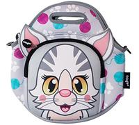 Fringoo Kid's Thermal Insulated Cooler/Lunch Bag with Zipped Pocket/Shoulder Strap for Nursery/School, Neoprene, Grey Cat, 29 x 29 x 19 cm