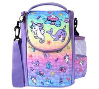 Fringoo - Large Capacity Kids Strap Lunch Bag | Small Cool Bag Kids Lunchbox | Perfect As School Lunch Bag for Girls - Narwhal & Seahorse