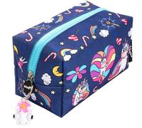 Fringoo® Large Square Pencil Case for Kids Stationery Pouch with Eye Popper Zip Puller (Believe in Unicorns)