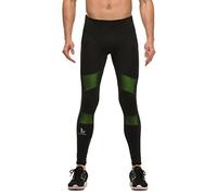 Fringoo® Mens Compression Tights Workout Long Running Training Rugby Basketball Fitness Base Layer Gym Pants Thermal Long Sport Gear Performance Black Leggings S M L XL (Large, Green Mesh)
