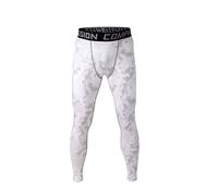 Fringoo Men's Workout Compression Tights Training Thermal Base Layer Pants Fitness Gym Running Sport Performance Leggings S M L XL (Large, Snow White)